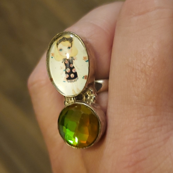 New Unique Fancy Glass Anime Girl Rainbow Topaz Magic 925 Silver Ring. - Picture 14 of 16